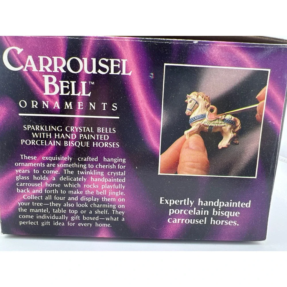 3 Carrousel Bell Ornament Horse 90s‎ Vintage Christmas